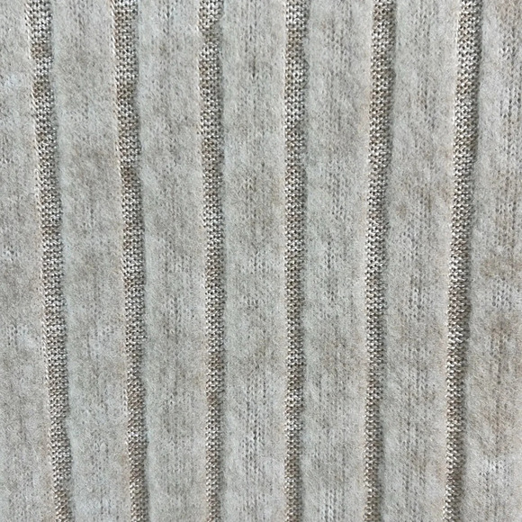 SHEIN Wide Ribbed Fuzzy Sweater Oatmeal Scoop Neck Cuffed Long Sleeve Stretch  M - Picture 4 of 11